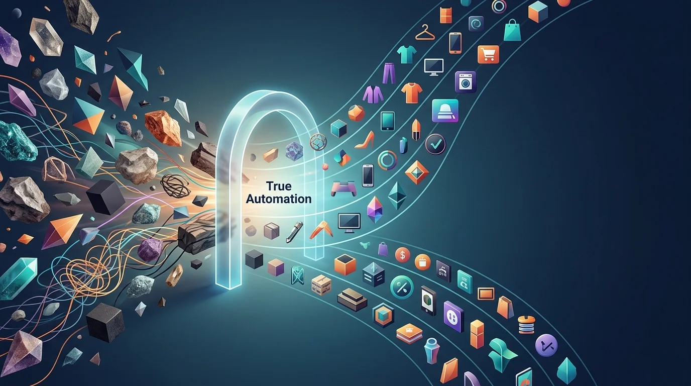 Beyond 'Manual AI': True Automation for eCommerce Catalog Illustration of the core idea of Beyond